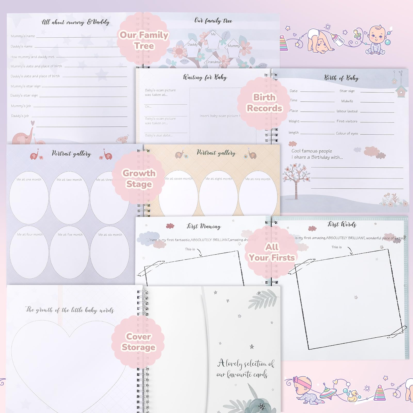 Newborn Baby Gifts-Newborn Essentials, Pink Keepsake Box with Hello Little One Milestone Memory Book, Pink Rabbit Rattle - Image 4