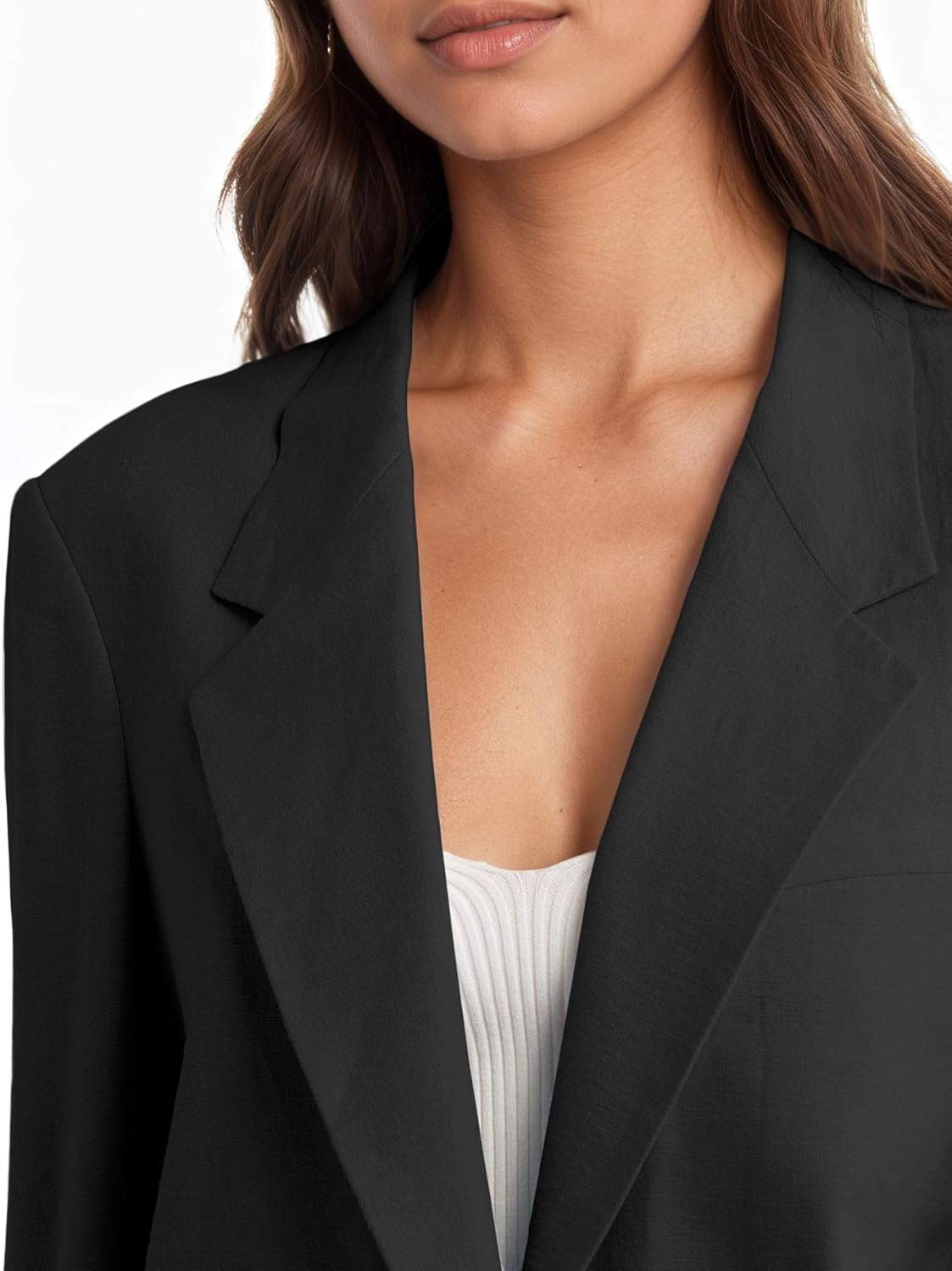 Mina Self 2025 Womens Summer Linen Blazer Jacket Lightweight One Button Trendy Casual Work Office Suit Jackets with Pockets