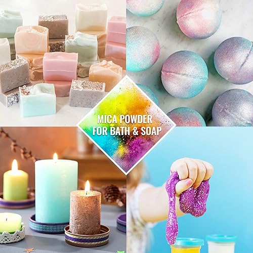 Miniatura 6 de SAPBOND Polvo de mica para resina epoxi pigmentos de mica de 30 colores 105 onzas 1058oz juego de polvo de mica con purpurina para hacer jabón hacer