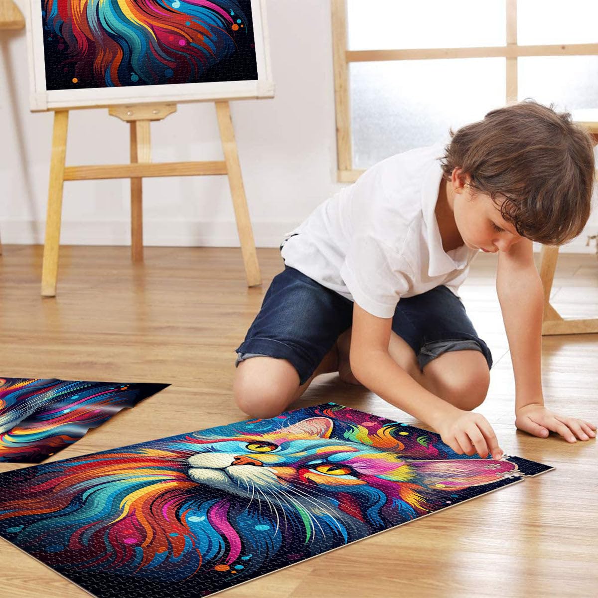 Puzzle Adulto 2000 piezas Dibujo Fantasía Gato Juguete Juego Intelectual 27.56 pulgadas x 39.37 pulgadas es ideal como regalo para toda la familia