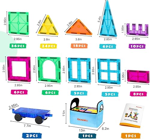 Miniatura 2 de Gemmicc Azulejos magnéticos, bloques de construcción de juguetes magnéticos para niños, juguetes educativos aprobados por STEM, juego de iniciación