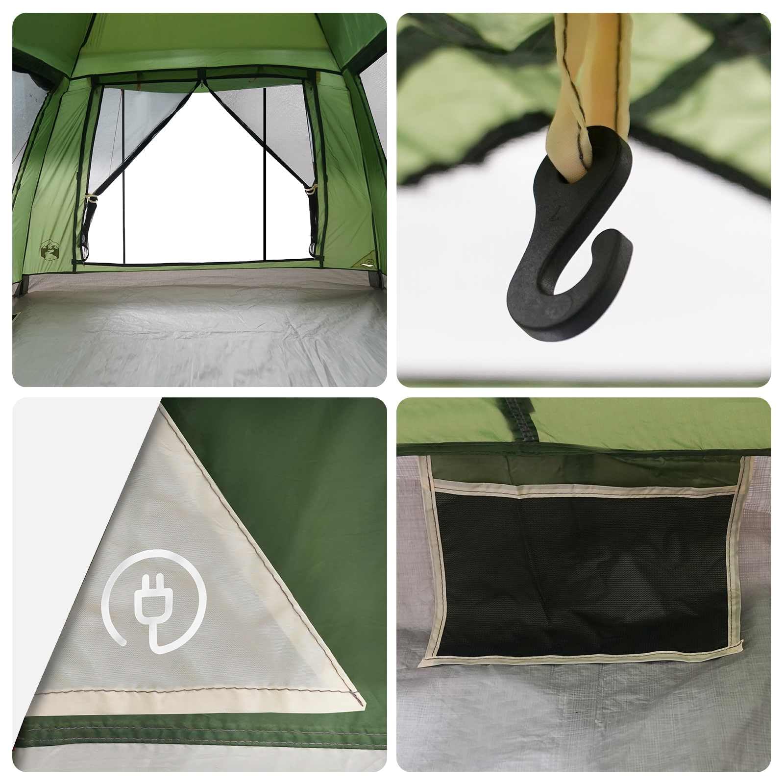 Instant Zelt, wasserdicht, Polyester, 185T, mit UV-Schutz, 2 Türen, 10 Heringe, 6 Seile, Transporttasche für Camping