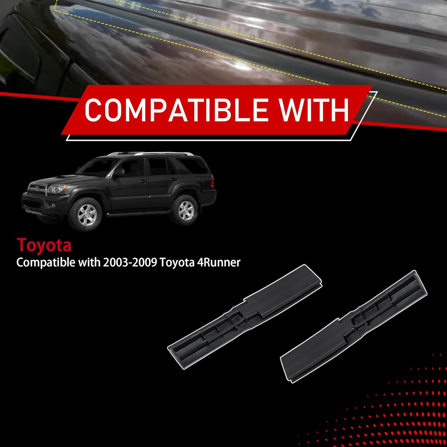 6Pcs Roof Drip Molding Weatherstrip Trim Compatible with 2003-2009 Toyota 4Runner Replaces 75533-35041 75534-35011 75557-35010 75553-35010 75554-35010 (Roof Drip Seal Set)