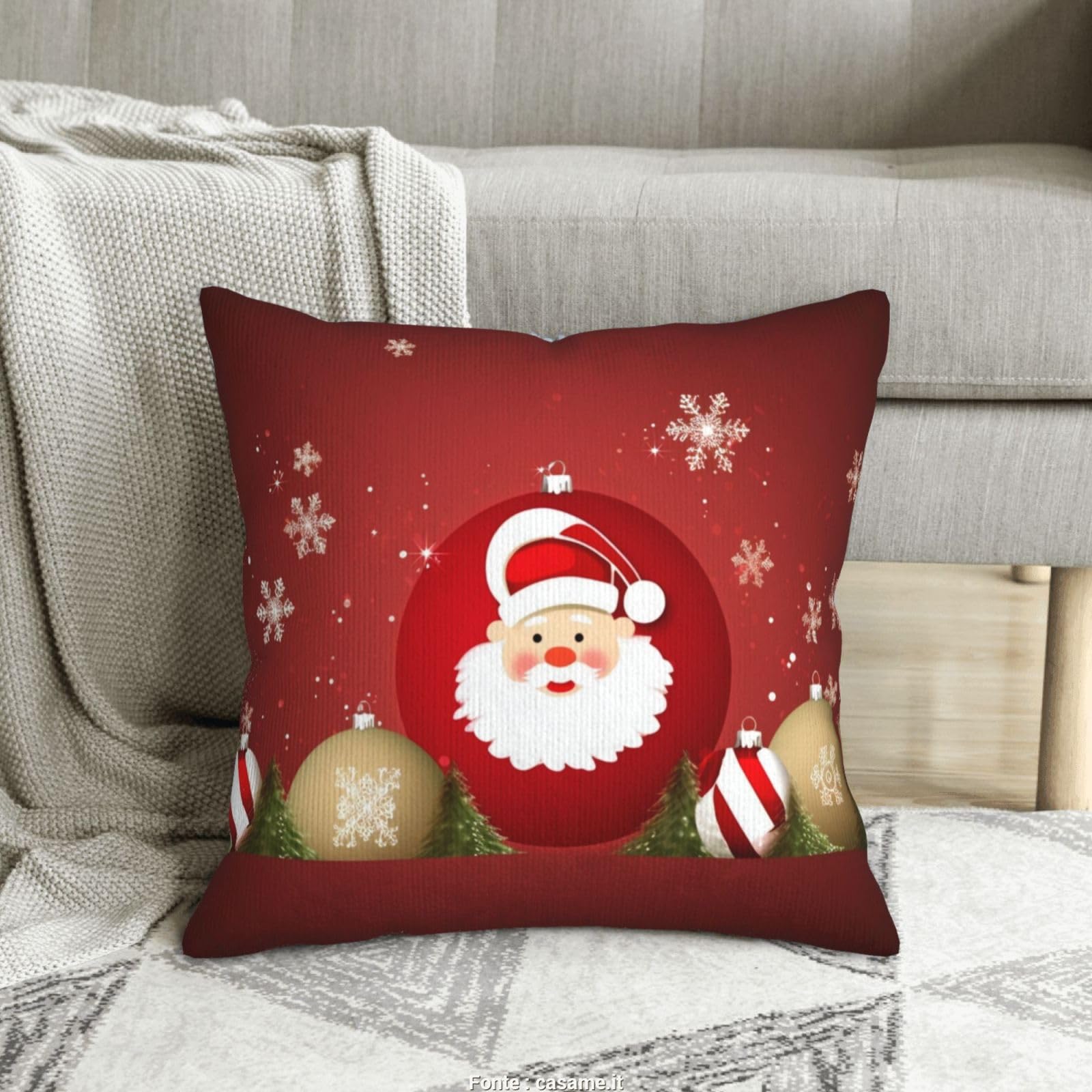 Housses de coussin Noël en velours doux 45x45 cm imprimé pour canapé et lit
