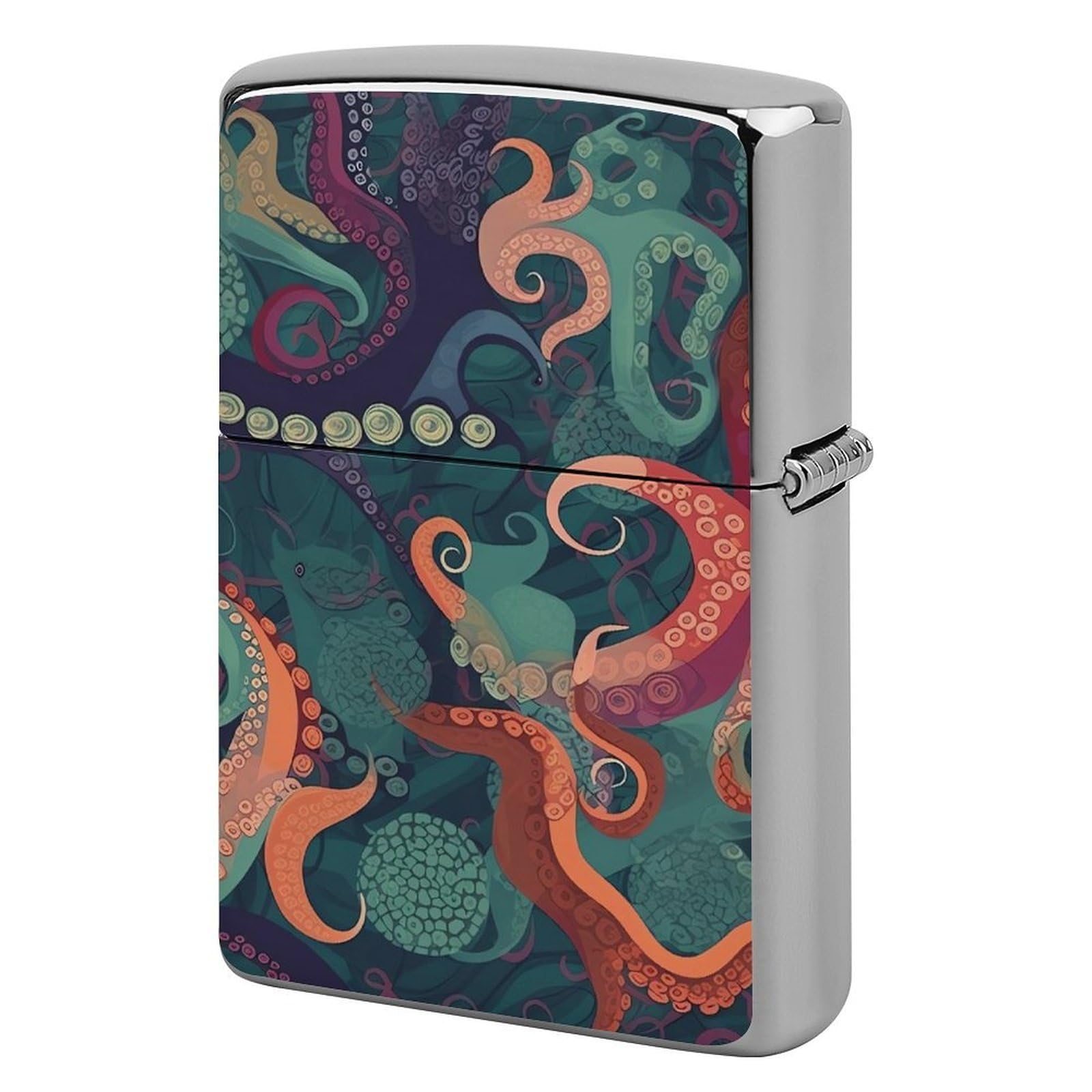 Abstract Octopus Lighter Case Vintage Metal Lighter Cover Reusable Lighter Protective Sleeve Unique Design Personalized Lighter Sleeve Holder Against Dust and Scratches