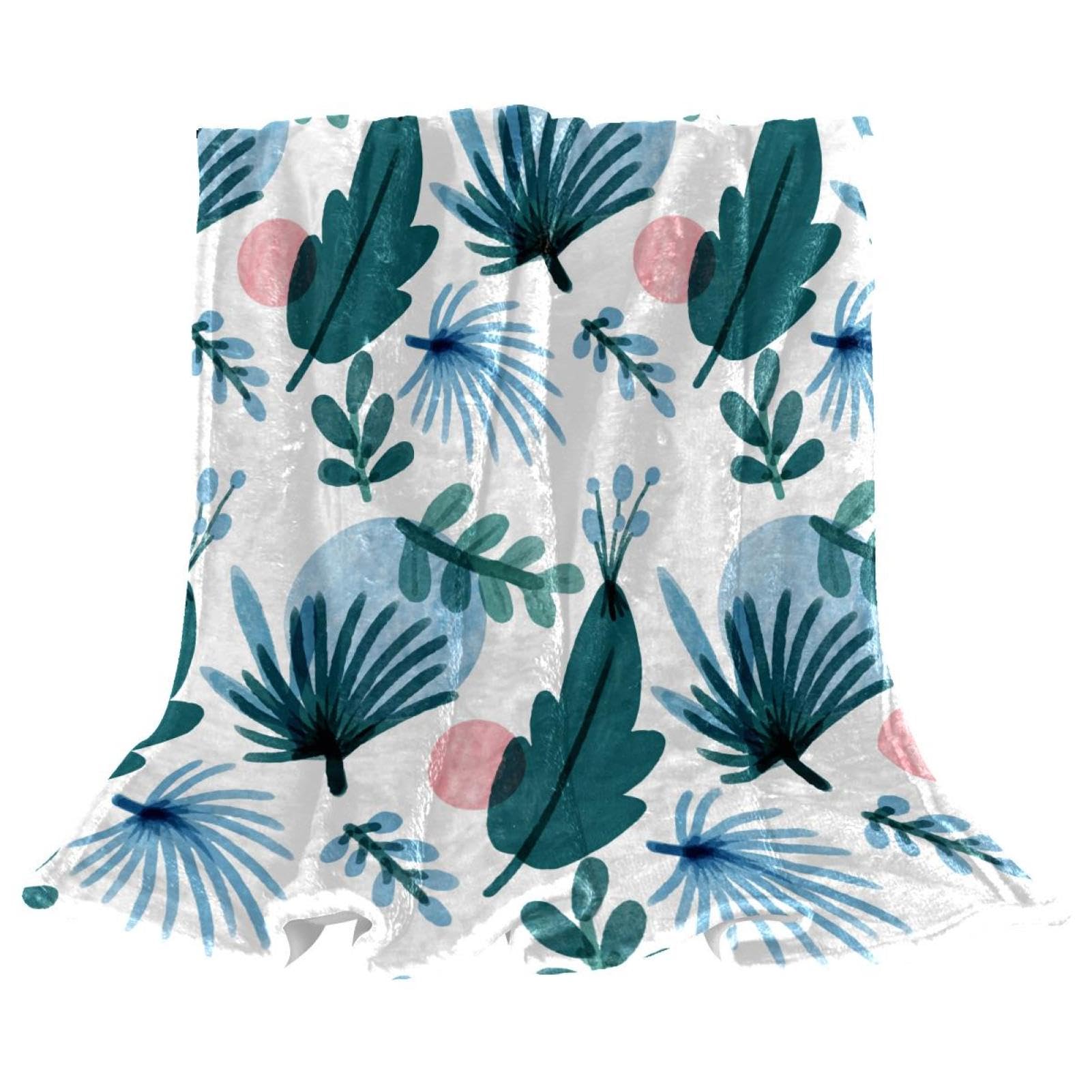 Couverture polaire feuilles et fleurs plaid lit canapé chambre bureau 150x200