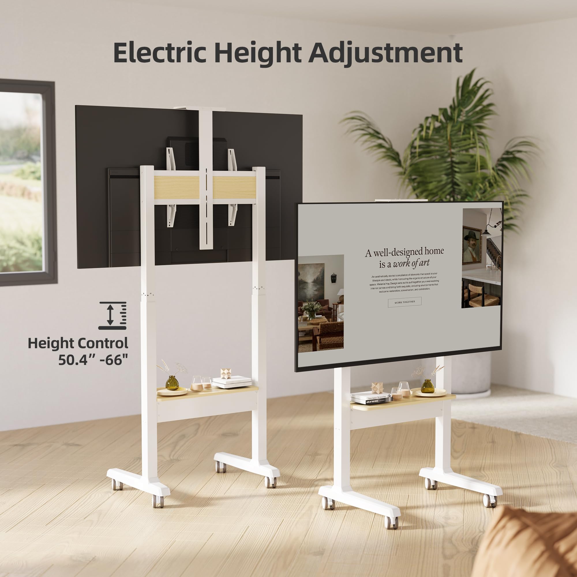 Amazon.com: Claiks Motorized Mobile TV Stand on Wheels for 37–86