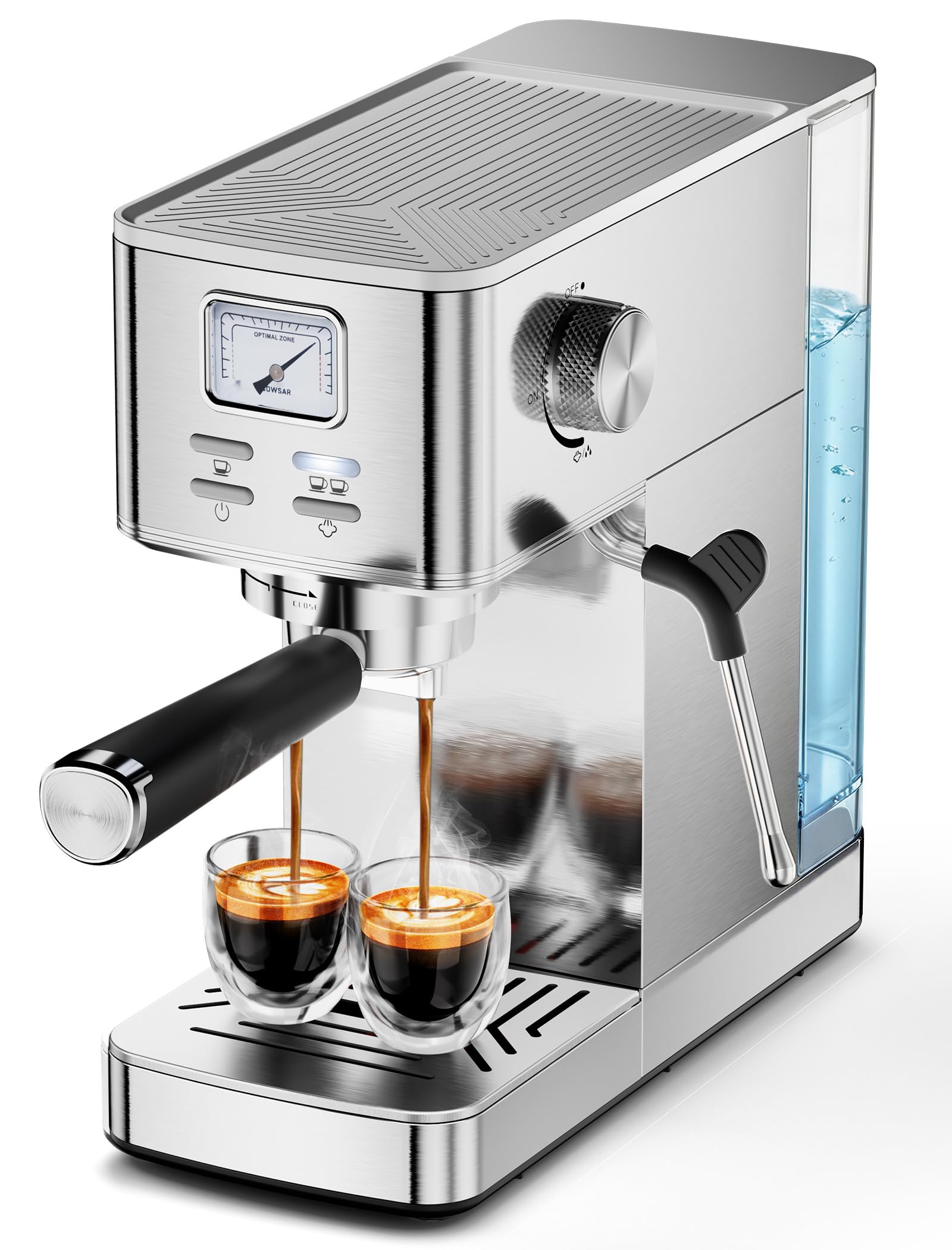 Espresso Machine 20 Bar Compact Espresso Maker with Milk Frother Visual Pressure Gauge Commercial Coffee Machine with 47oz