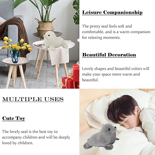 Miniatura 5 de Seal - Muñeca Kawaii de peluche para niños, 9 pulgadas, color blanco