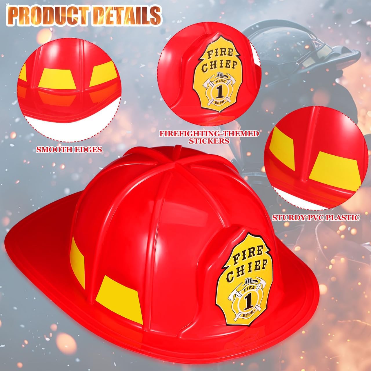 2pcs Adults Fireman Hats for Cosplay, Firefighter Hat
