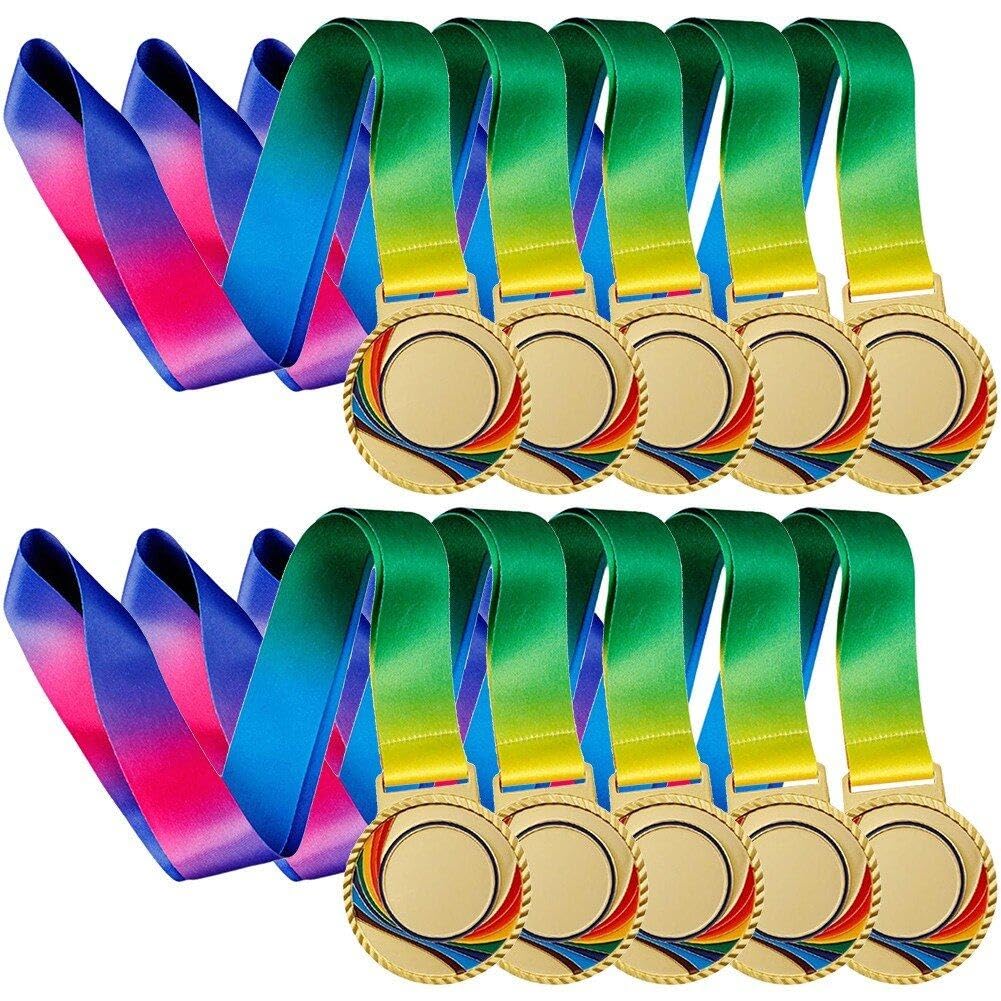 Médailles de récompense en métal avec ruban : lot de 10 prix or et argent pour jeux