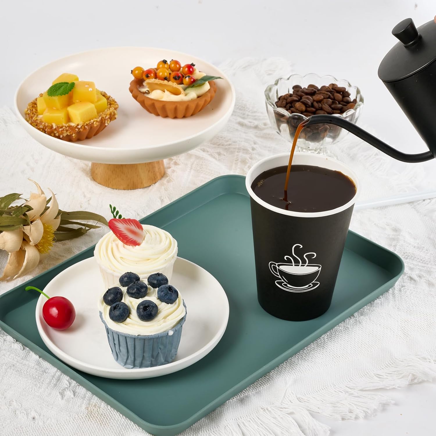 TV TOPVALUE 12 oz 210 Pack Paper Coffee Cups, Disposable Black Paper Cups for Hot Drinking, Water, Tea, Used for Cafes, Offices, and Events