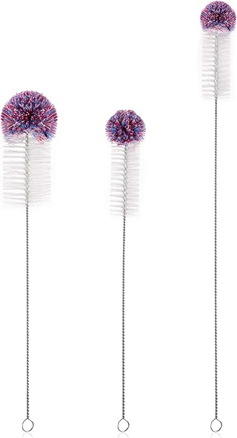 Levivo Bottle Brush set, 3 pieces, Cleans without Scratching, Ideal for All Kinds of Glass Bottles, PET Bottles, Vases etc., 3 Sizes in One Set for Small to Large Bottles