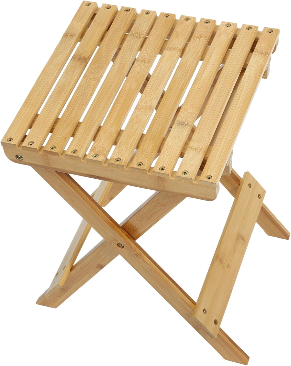 Portable Folding Bamboo Stool Compact Non-Slip Step Stool for Boy Girl Adults for Shoe Changing Bathroom Kitchen Use Lightweight Easy to Store