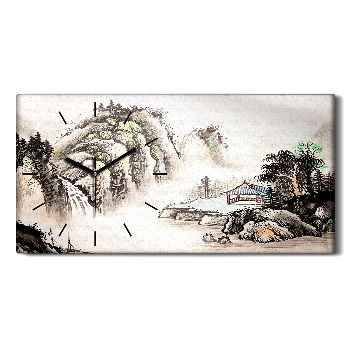Horloge sur Toile Paysage Chinois pour Créer une Ambiance Zen et Moderne dans votre Salon