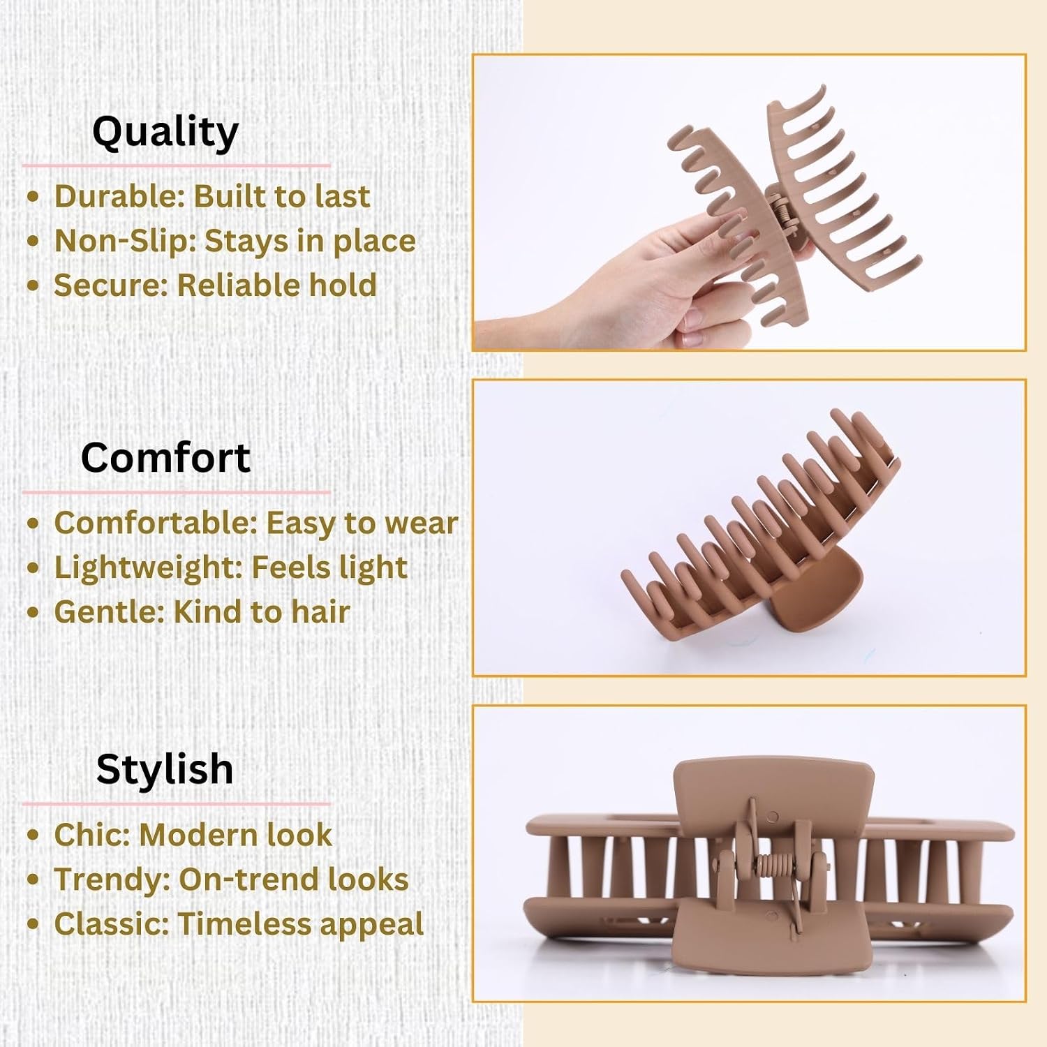 Light Brown Hair Clips for Women - 8 Pack 4.3 Inch Large Hair Claw Clips for Women Thin Thick Curly Hair, Big Matte Banana Clips,Strong Hold jaw clips thumbnail