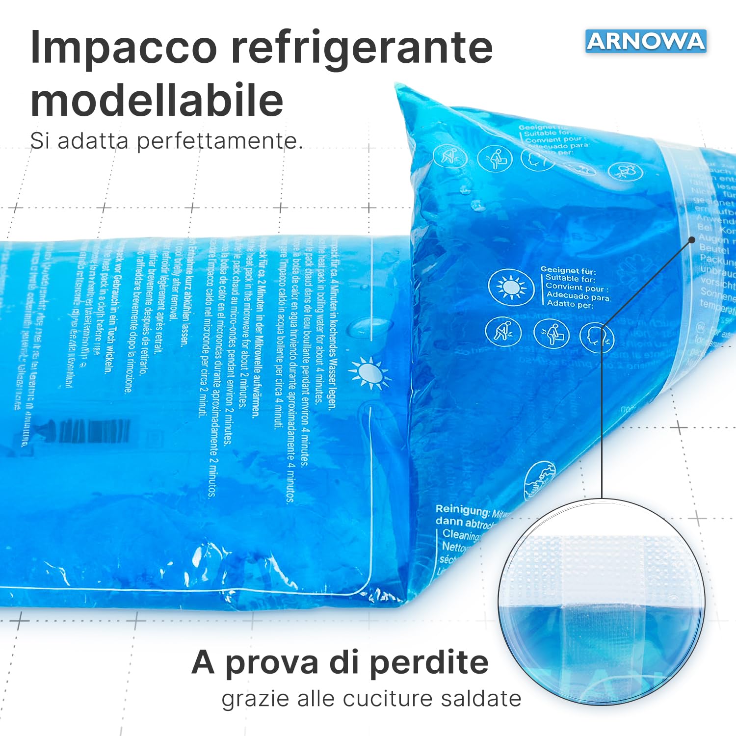 6x ARNOMED® Cuscinetti di gel di raffreddamento riutilizzabili, 2 pezzi di taglie M, L e XL, Cuscinetti caldi/freddi riutilizzabili, impacchi freddi, cuscini di raffreddamento, Pad di raffreddamento