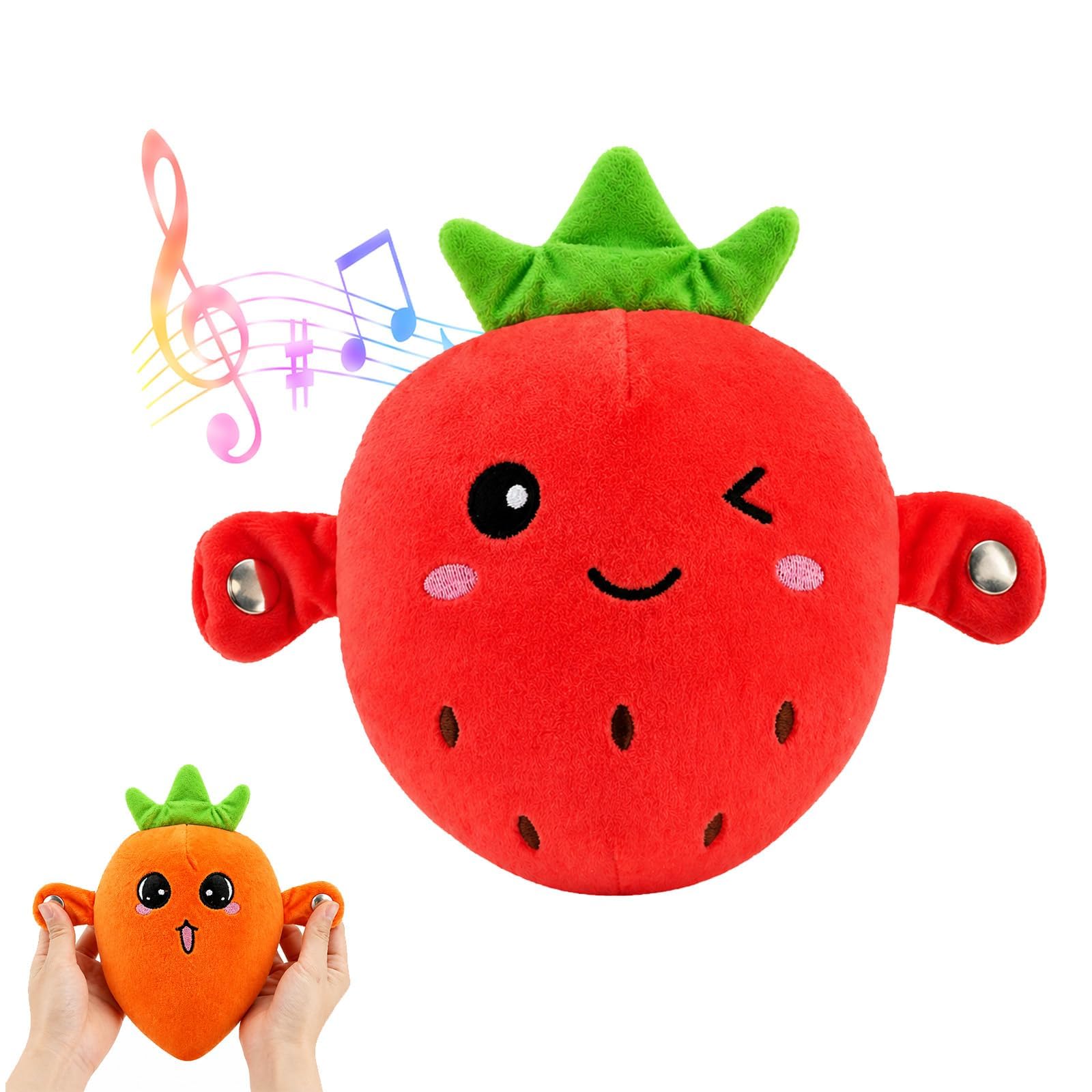 nteractive Music Plush Toy – Fun & Playful Sound-Activated Toys for Aldult, Touch-Sensitive Banana & Fruit Plush with Sound Features, Parent-Child Play Fun (Strawberry)
