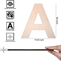 Vista 2 de Letra A de madera de 12 pulgadas, letra A de 1/4 de pulgada de grosor, grande de madera sin terminar para manualidades, decoración de pared del hogar