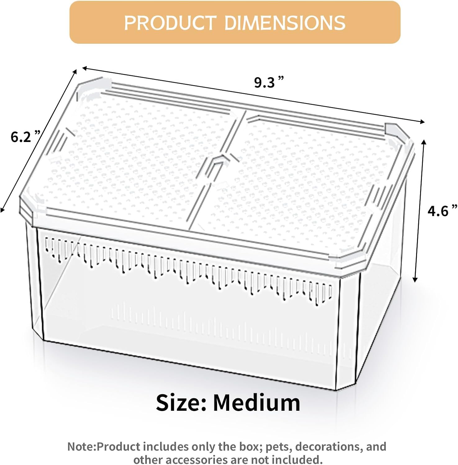 High-Transparency Reptile & Insect Enclosure Terrarium with Magnetic Door, Excellent Ventilation, Easy Cleaning, and Strong, Long-Lasting Build for Cricket,Frog,Gecko(White, 9.3x6.2x4.6 Inch)