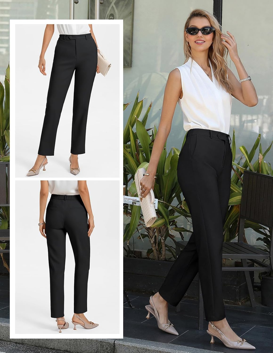GRACE KARIN Black Pants for Women Business Casual Straight Leg Slacks Professional Work Trousres 2026 Summer Clothing S - Image 2