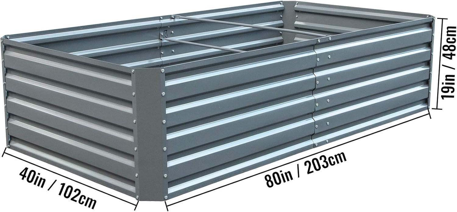 VEVOR Galvanized Raised Garden Bed, 80" x 40" x 19" Metal Planter Box, Gray Steel Plant Raised Garden Bed Kit, Planter Boxes Outdoor for Growing Vegetables,Flowers,Fruits,Herbs,and Succulents : Patio, Lawn & Garden