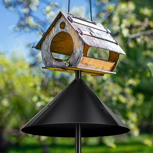 Miniatura 8 de Tanlade Paquete de 2 protectores deflectores de ardillas, de plástico negro, ancho envolvente, para mantener a las ardillas alejadas del alimentador