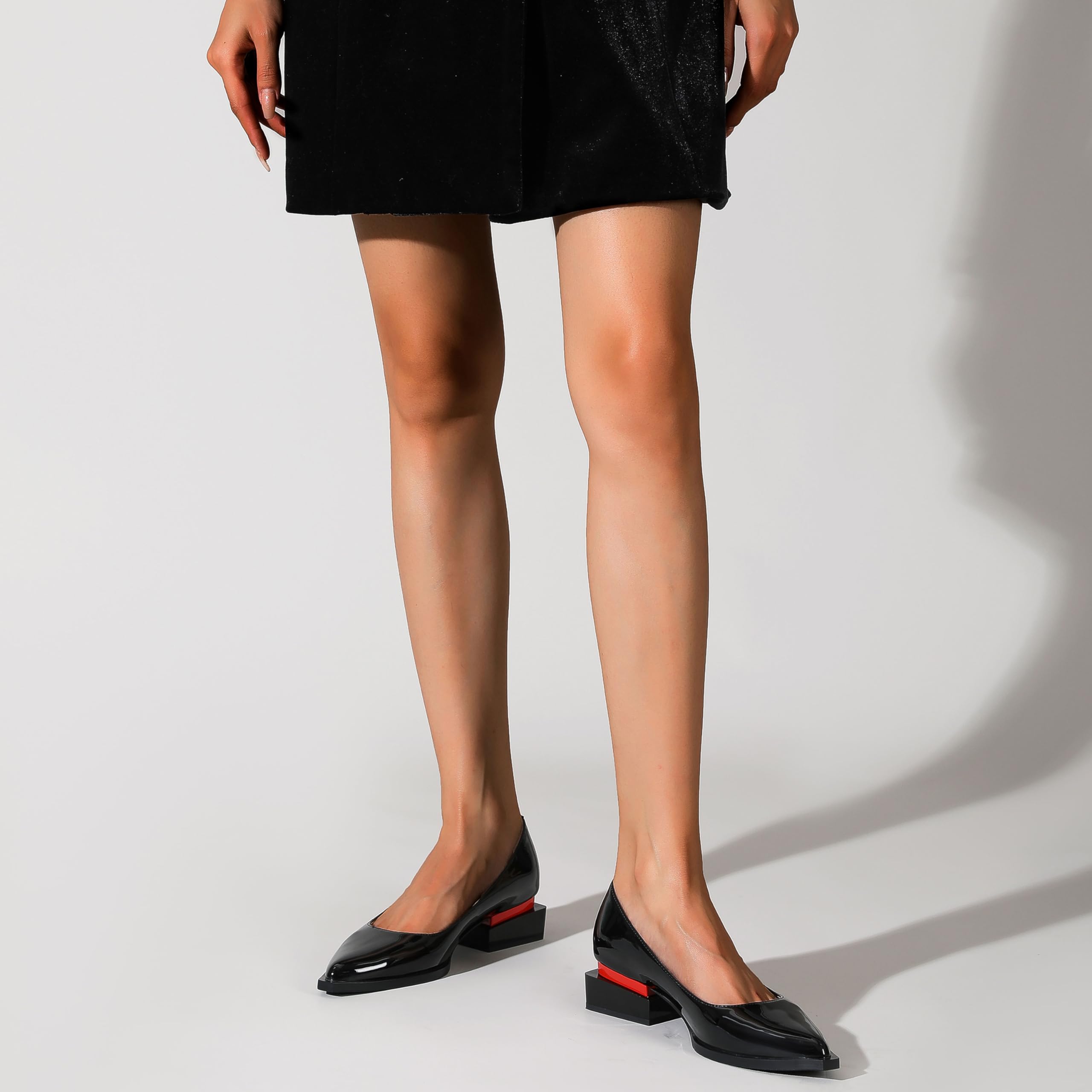 LingxiaUne Pumps for Women Comfortable Low Chucky Heel Shoes with Pointed Toe and Fashion Design for Work Size 6-12