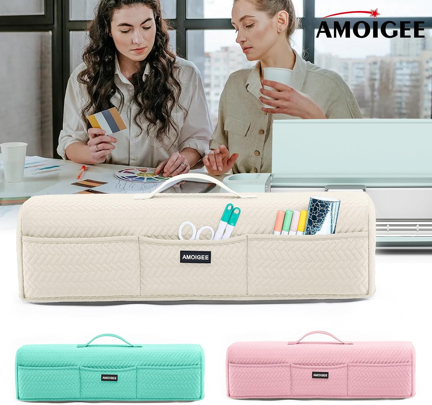 Stretchy Washable Dust Cover for Cricut Cutting Machine with Tool Pockets