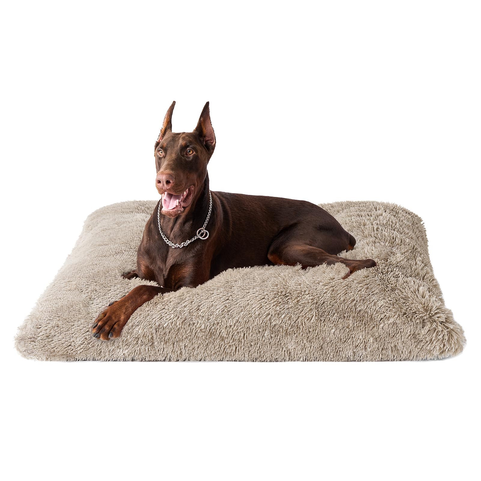 EHEYCIGA Calming Fluffy Dog Bed For Extra Large Dog 112x85x10cm, Taupe — image 1