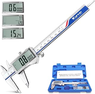 Digital Caliper, Caliper Measuring Tool with Large LCD Screen, Micrometer Caliper, Stainless Steel, Screen Splash Proof, Easy Switch from Inch Metric Fraction (6 Inch)