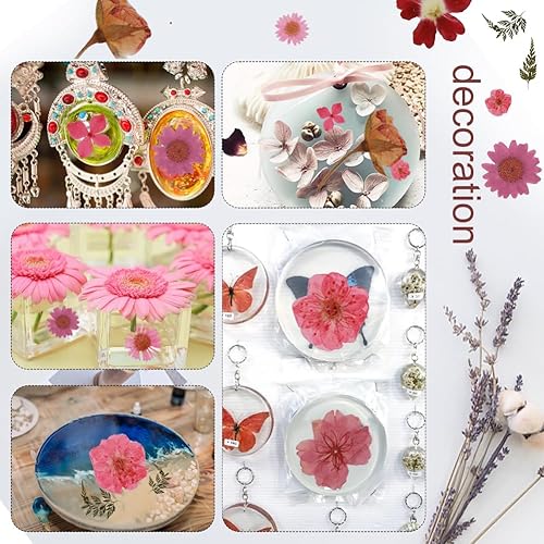 Vista 14 de 104 flores secas prensadas naturales de resina, flores secas para accesorios de resina, flores secas para álbumes de recortes, manualidades, moldes