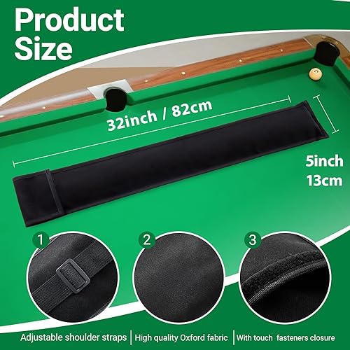 Miniatura 4 de Sosation Pool Cue Case 2 x 2, Pool Stick Case for Holding 2 Butts & 2 Shafts, 32" Long Black Soft Billiard Cue Carry Bag for Men and Women