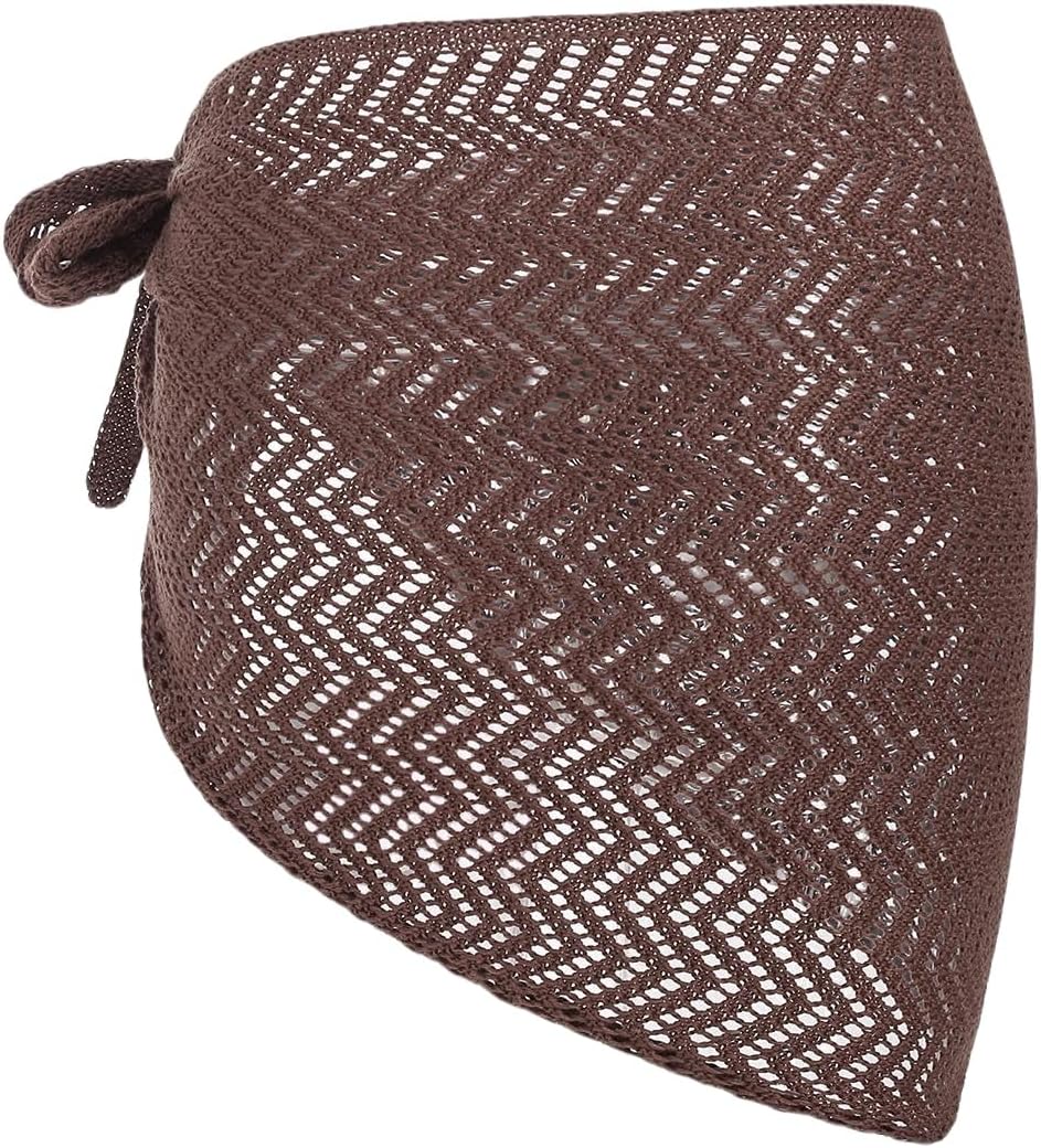 ZAFUL Sarong Coverups for Women Beach Vacation Fishnet See Thru Tie Side Bathing Suit Cover Up Mini Skirt - Image 3