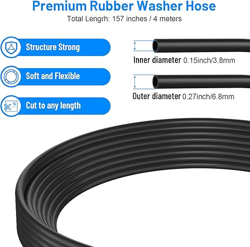 Miniatura 5 de Kit de boquillas para limpiaparabrisas 52 en 1, repuesto para Chrysler, Dodge, Jeep, Ram - 4 boquillas rociadoras, manguera de fluido de 157