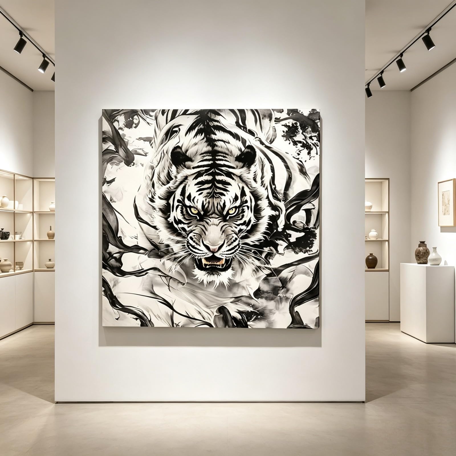 Rgsixiot Internal Frame Canvas Wall Art Abstract Square Monochrome Tiger Portrait