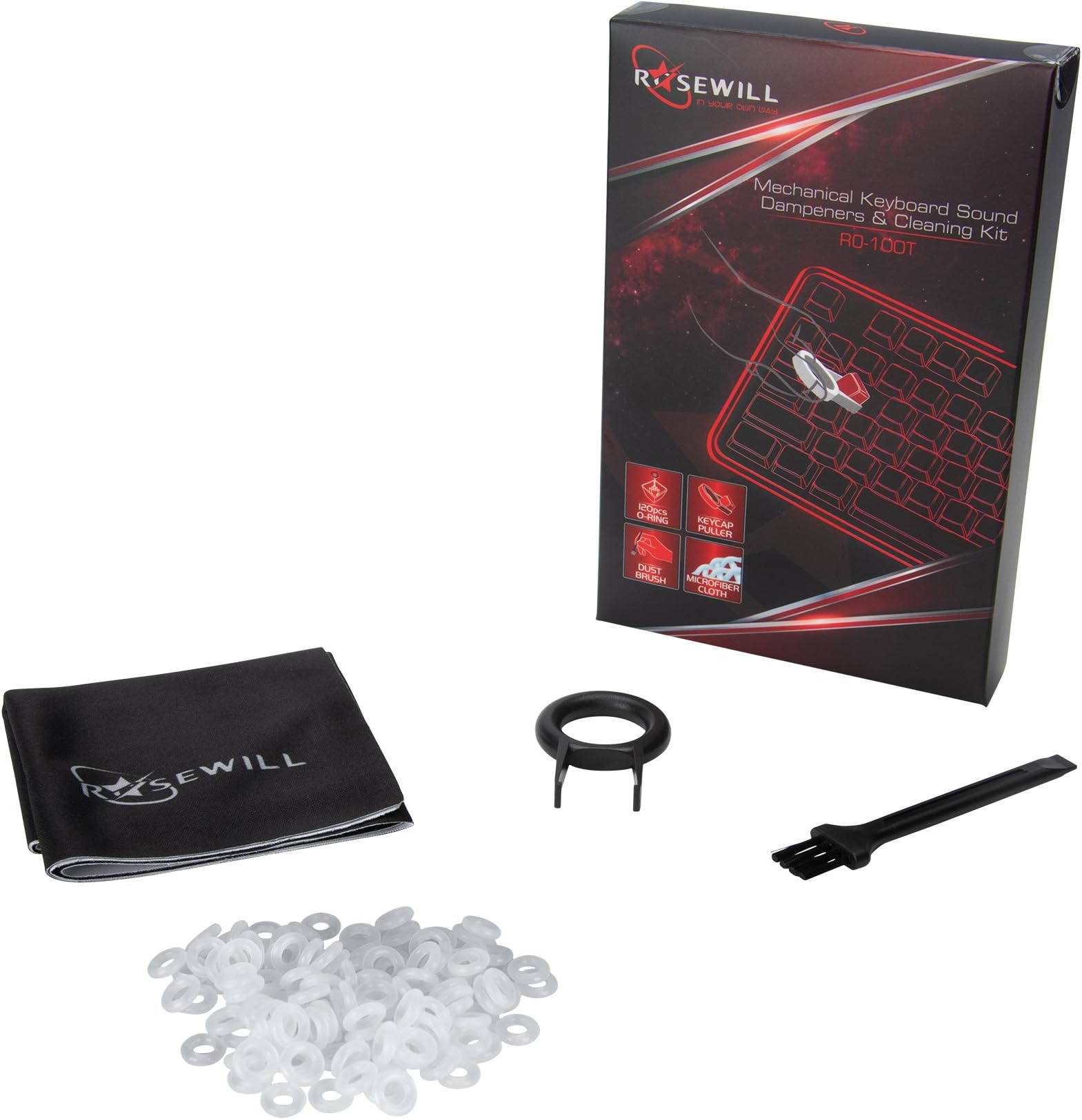 Rosewill Mechanical Keyboard Rubber O-Rings, Switch Sound Dampener Compatible w/Cherry MX and Kailh Switches, 120 pcs - RO-100T, O Ring
