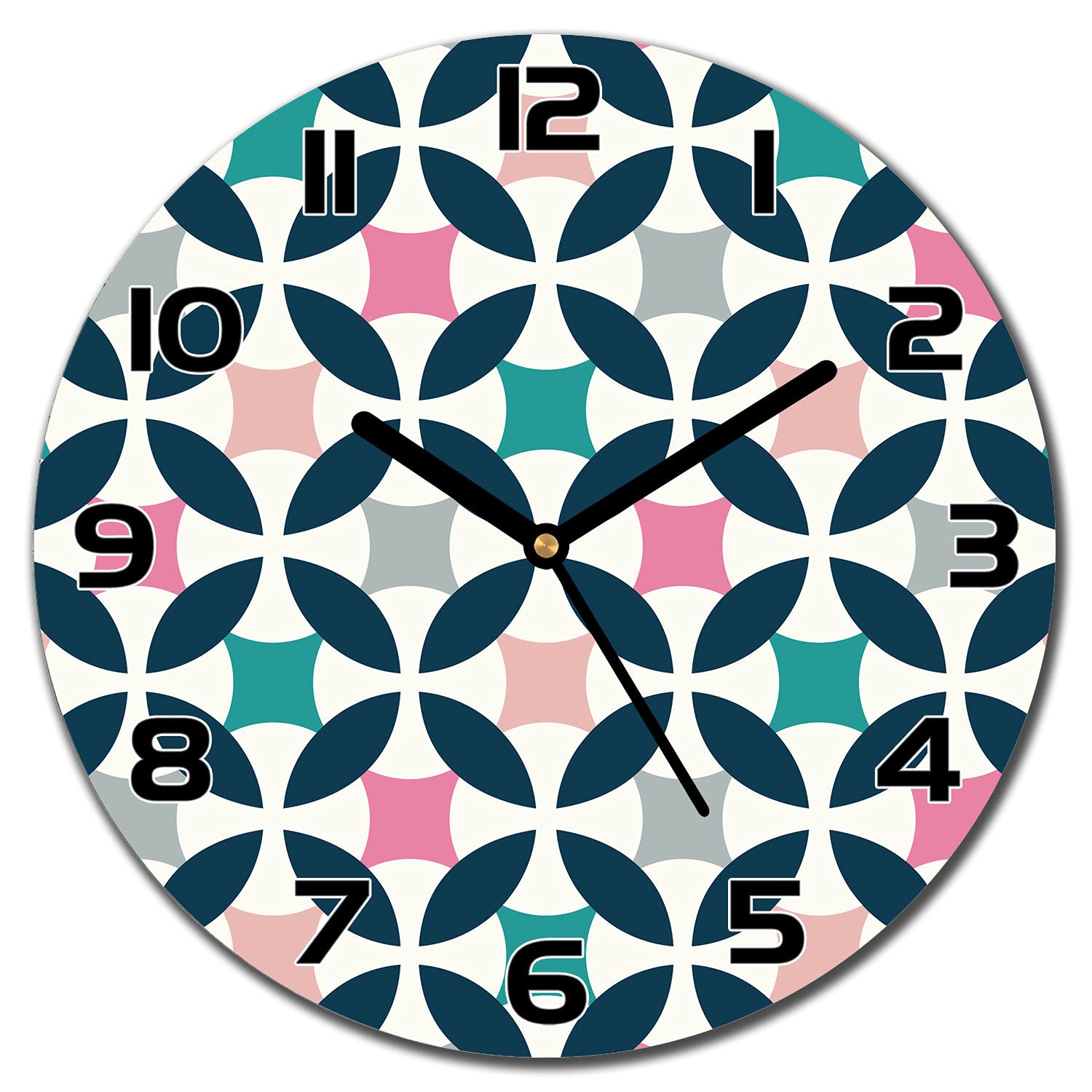 Horloge en verre murale pastel rétro scandinave 30 cm pour salon
