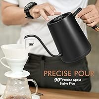 Vista 2 de TIMEMORE Hervidor eléctrico de cuello de cisne, tetera eléctrica con control de temperatura para café y té, 0.8 L, acero inoxidable, hervidor