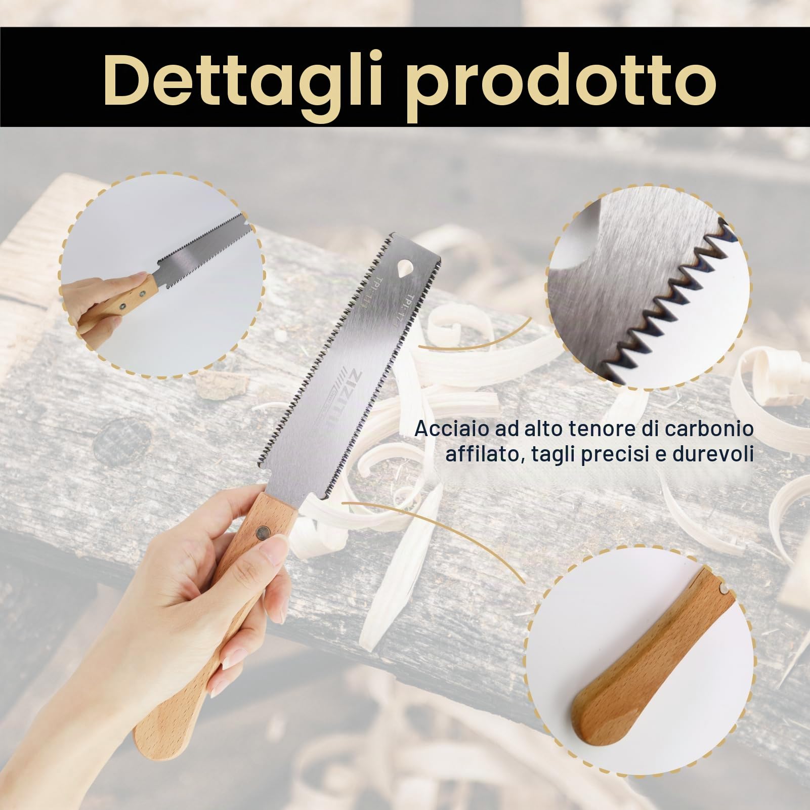 Sega a Mano Giapponese Piccola per Legno da Taglio Fine, Doppia Lama 11/17 TPI Acciaio SK5 Manico Legno Faggio Precisione Fai da Te Carpenteria Outdoor Astsäge Utensile