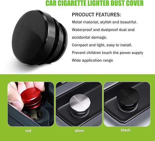 Miniatura 5 de Flygun 1 funda para encendedor de cigarrillos de automóvil, 0.68 x 1.1 pulgadas, aleación Craftsman con tapón de goma antiagua para cubierta