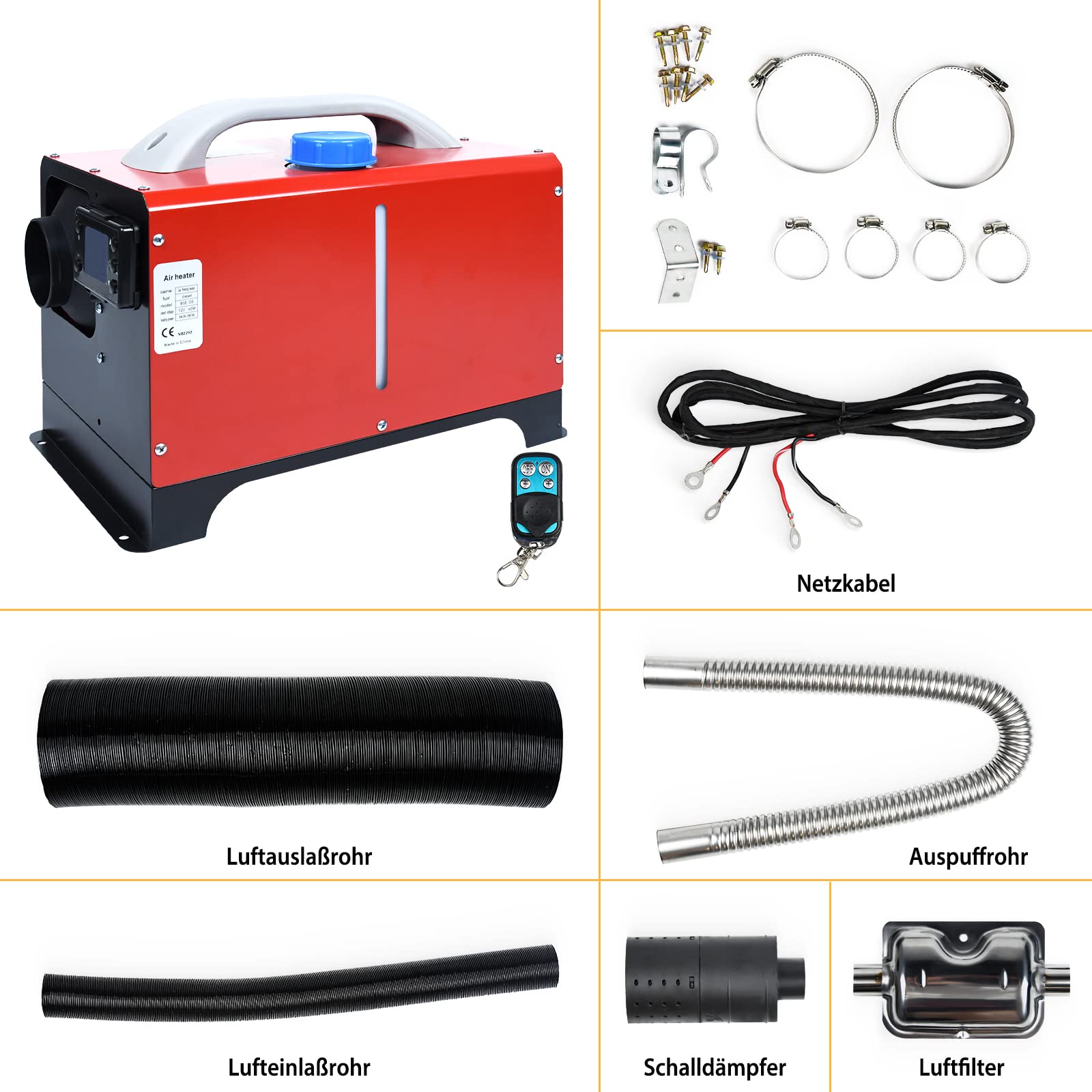 NAIZY Dieselheizung 12V 8KW Diesel Standheizung Lufterhitzer Air Diesel Heizung mit LCD-Bildschirm & Fernbedienung & Griffschalter für Auto LKW Wohnmobil Bus (Typ C)