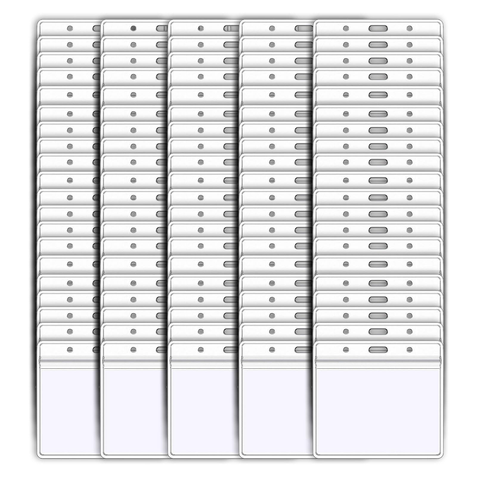 Lot de 100 porte-badges horizontaux transparents pour badge, porte-nom, fournitures scolaires de bureau
