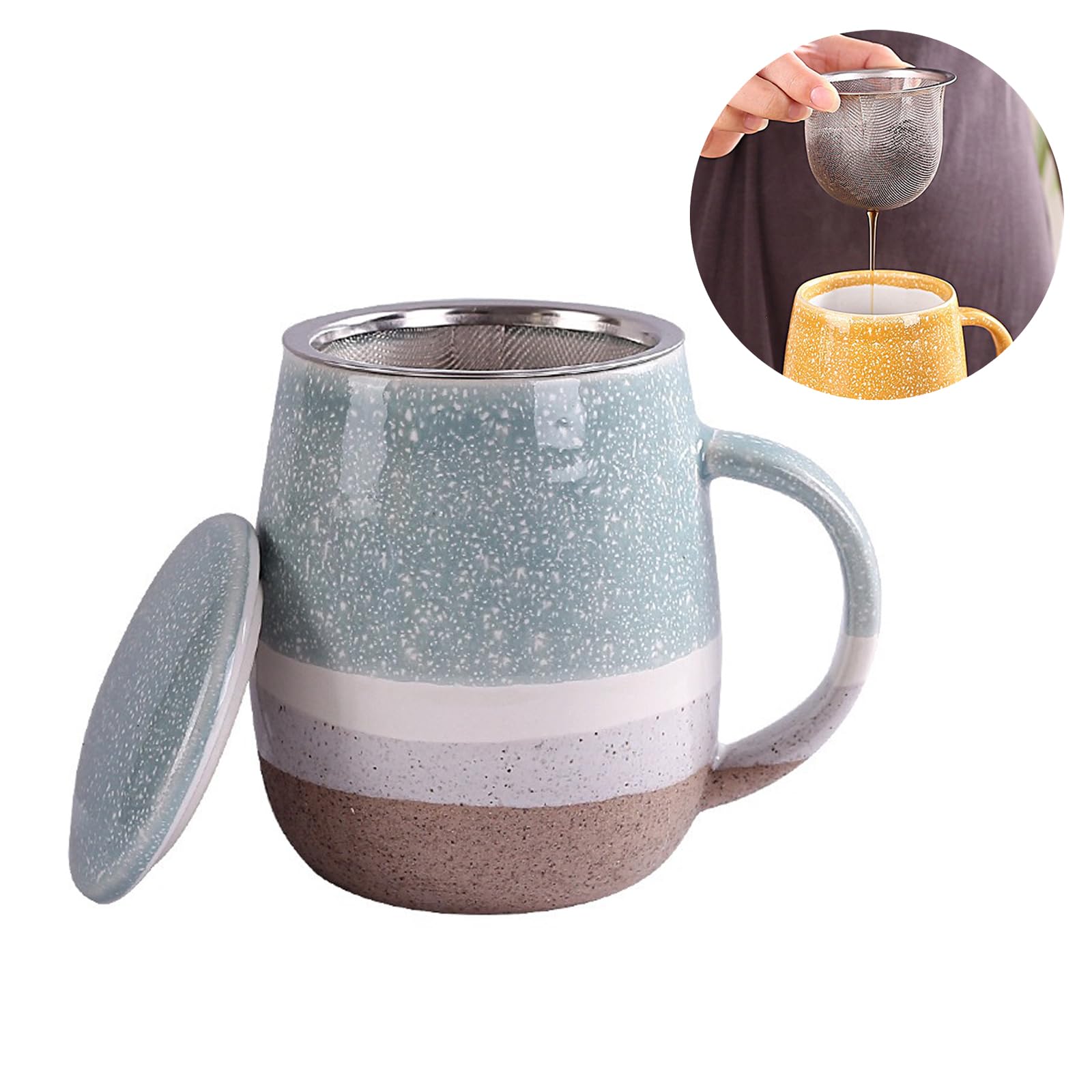 Tasse à Infusion Bouddha En Céramique Blanche - Avec Infuseur Et Couvercle (Neuf)