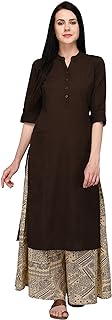 Pistaa's Women's Regular Fit Cotton Solid Kurta Palazzo Set