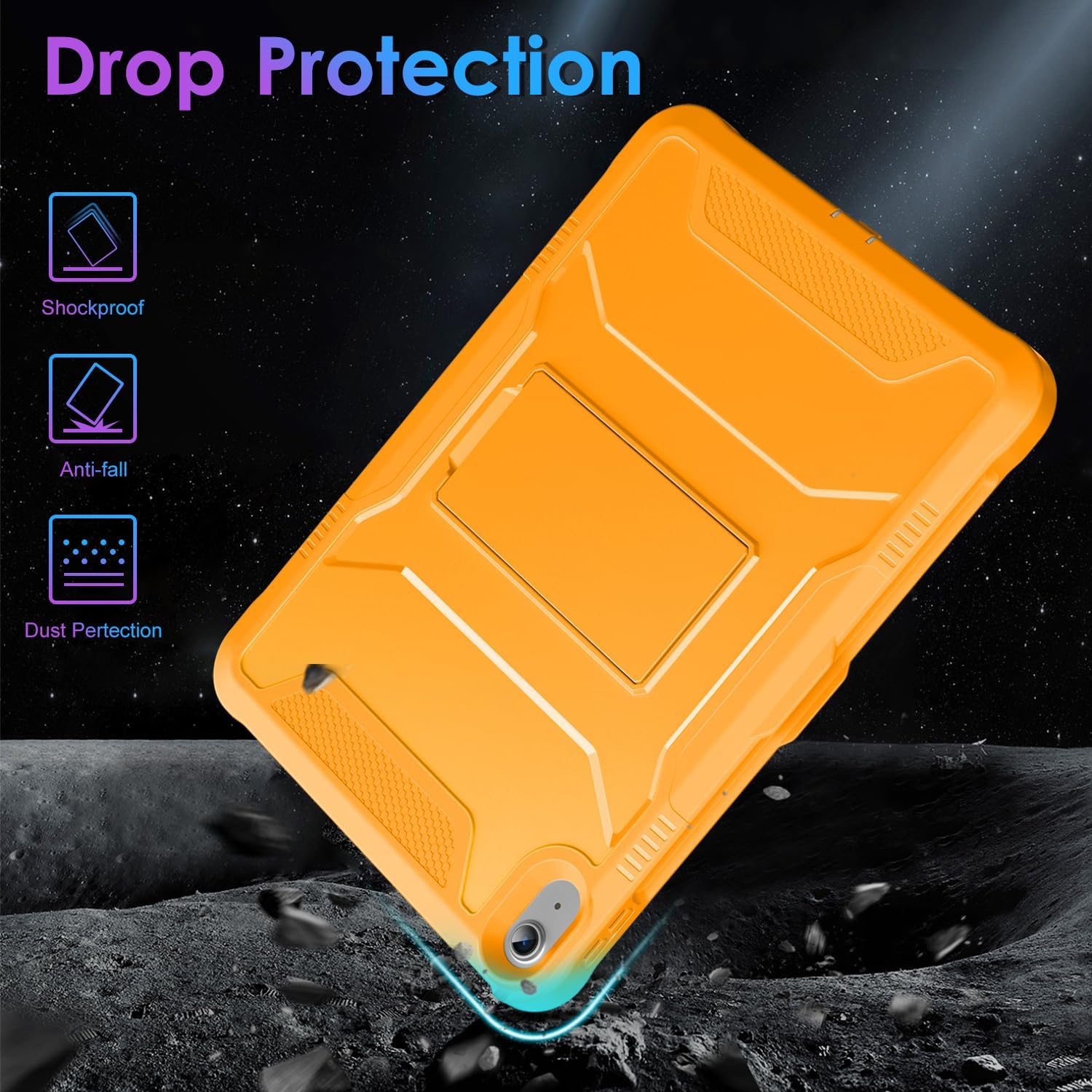 DTTO Case for iPad (A16) 11th Generation 11-Inch 2025, iPad 10th Generation 10.9-Inch 2022, Durable Shockproof Full Body Protective Cover with Built-in Screen Protector, Orange