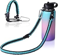 Vista 12 de Wongeto - Porta Mango de Cuerda Paracord con Correa de Hombro, Compatible con Botellas de Agua de Boca Ancha Hydro Flask