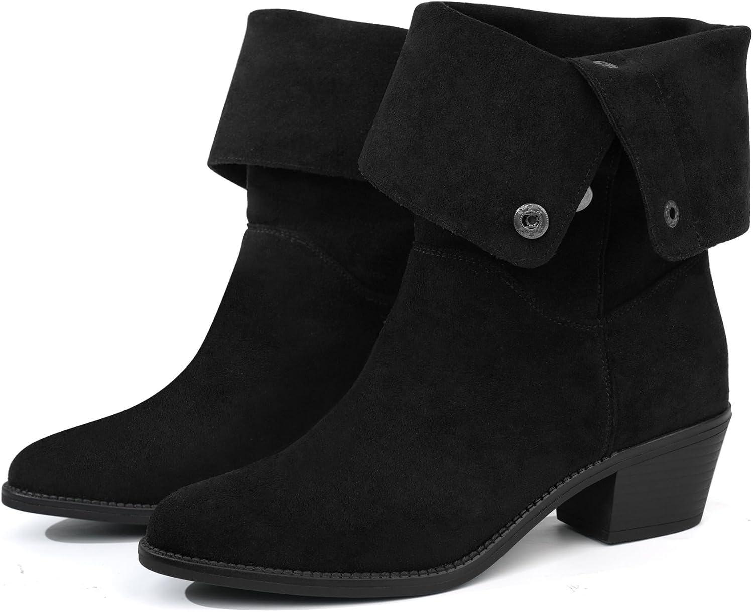 starmerx Womens Suede Mid Calf Boots 3 Way Fold Over Style Chunky Block Heel Booties Fall Winter - Image 6