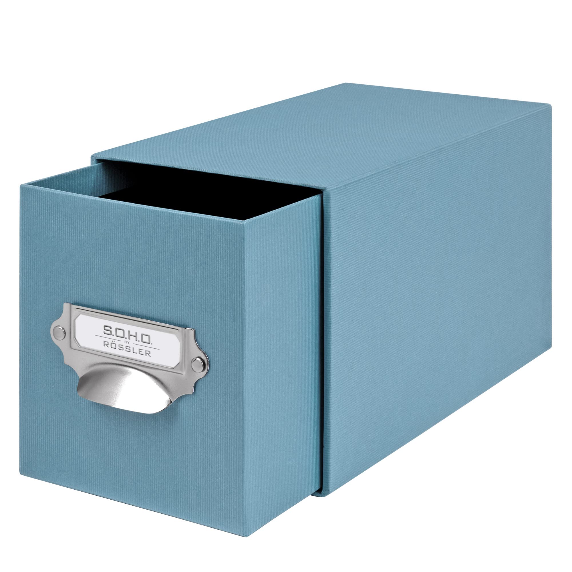 Rössler Papier 1327452150 - S.O.H.O. Cassetto porta CD, con etichetta inseribile e maniglia, denim, 1 pezzo