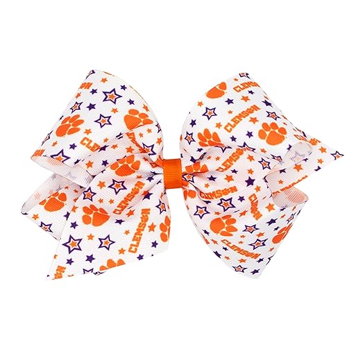 Divine Creations - Lazo para el cabello con temática universitaria para niñas con logotipo estampado de logotipo de Wee Ones en un clip WeeStay,